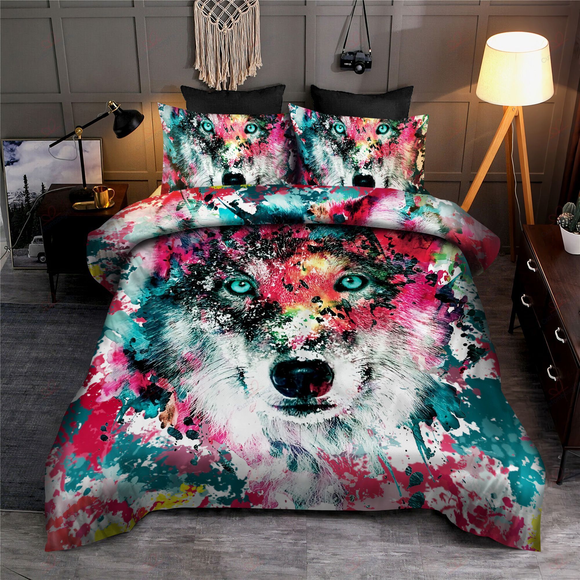 Wolf Watercolor Bedding Set