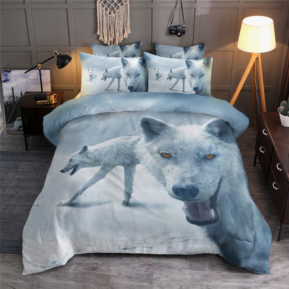Wolf White Bedding Set