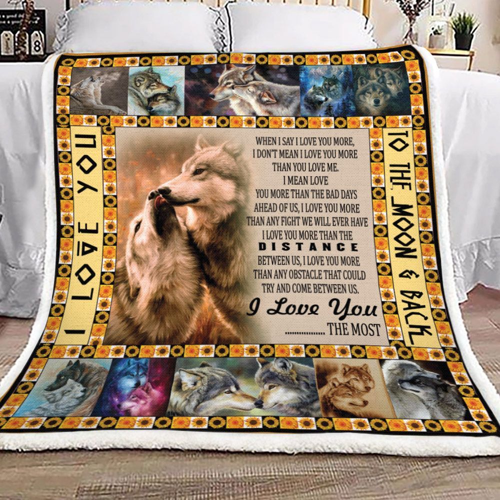 Wolf Sherpa Fleece Blanket
