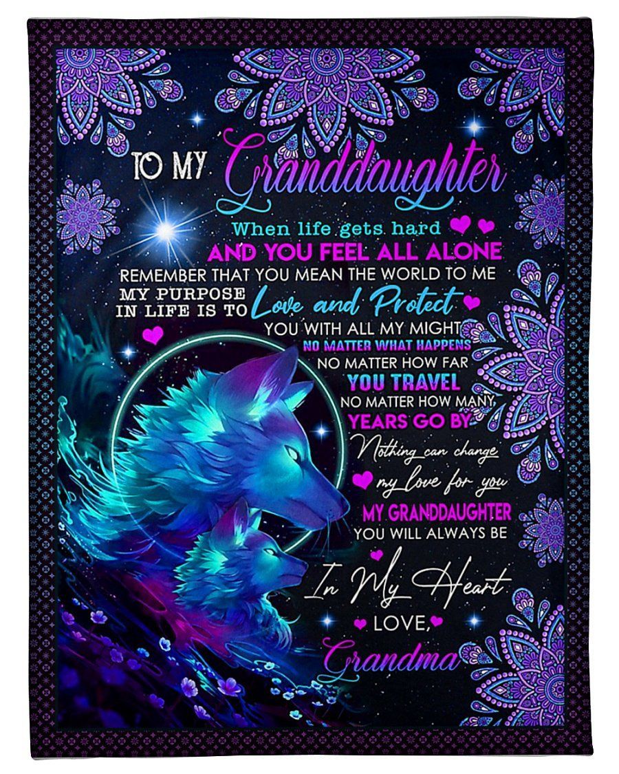 Wolf You Mean The World To Me Grandma To Granddaughter Fleece Blanket Fleece Blanket