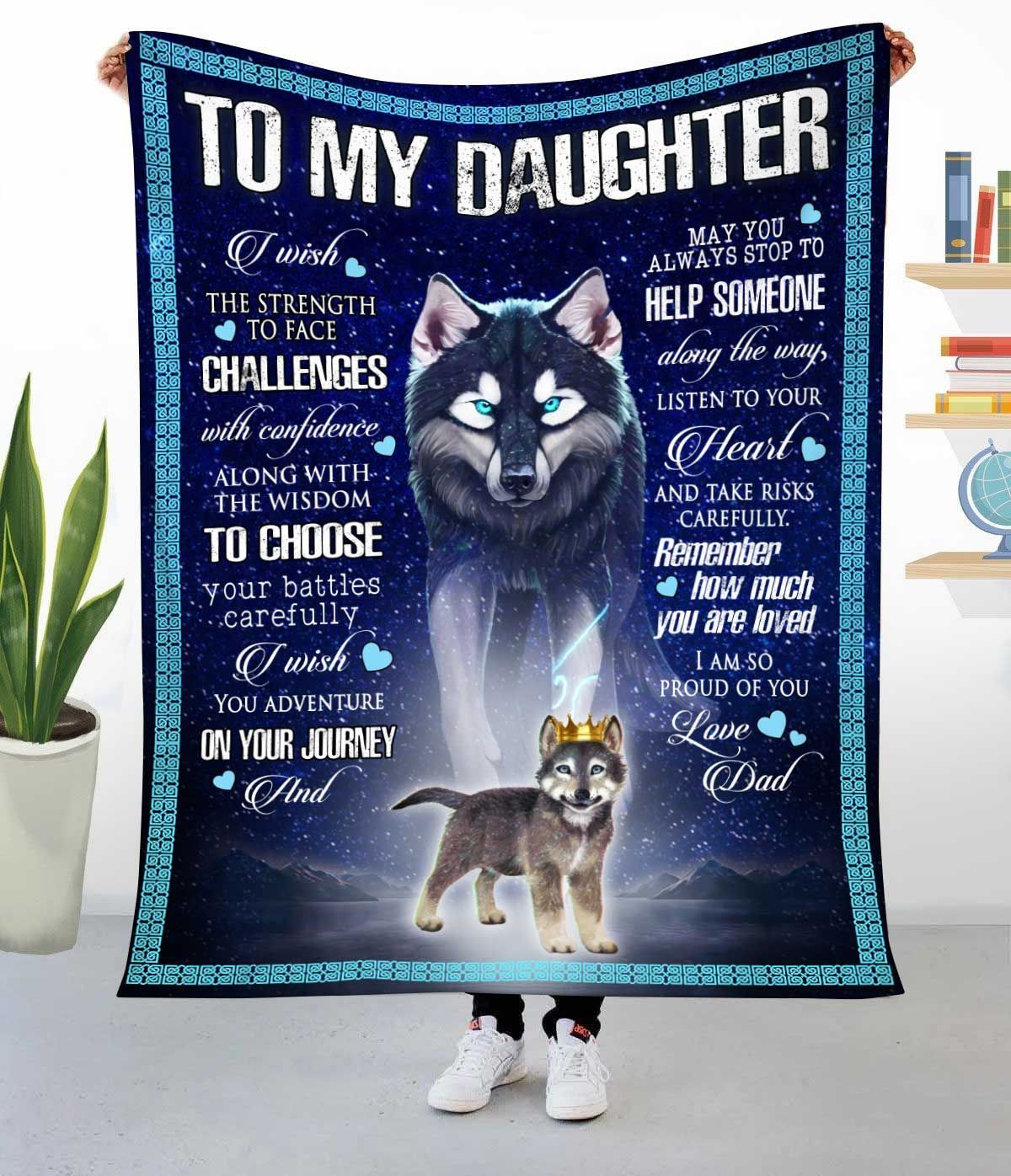 Wollf How Much You’re Loved Dad Gift For Daughter Fleece Blanket