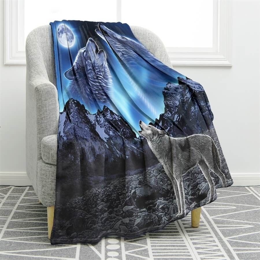 Wolves Howling Sherpa Fleece Blanket