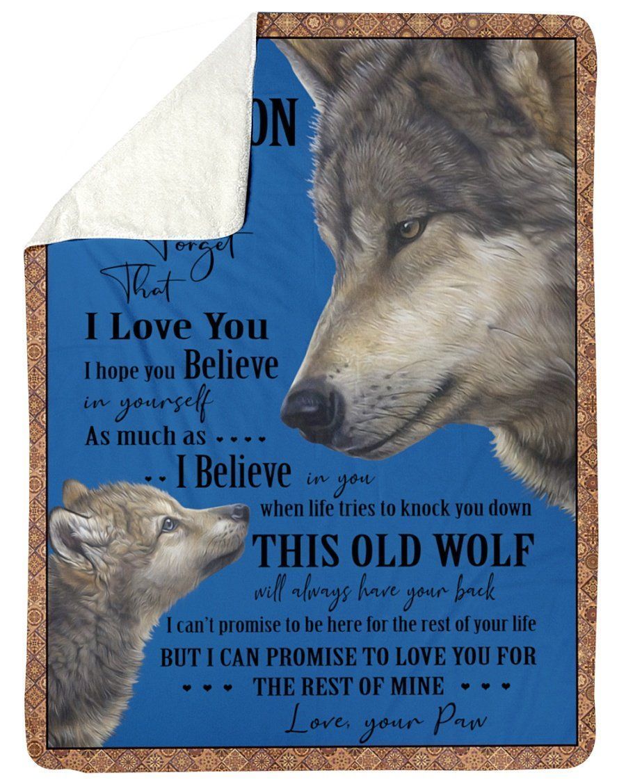 Wolves Love Message Of Paw To Grandson Fleece Blanket