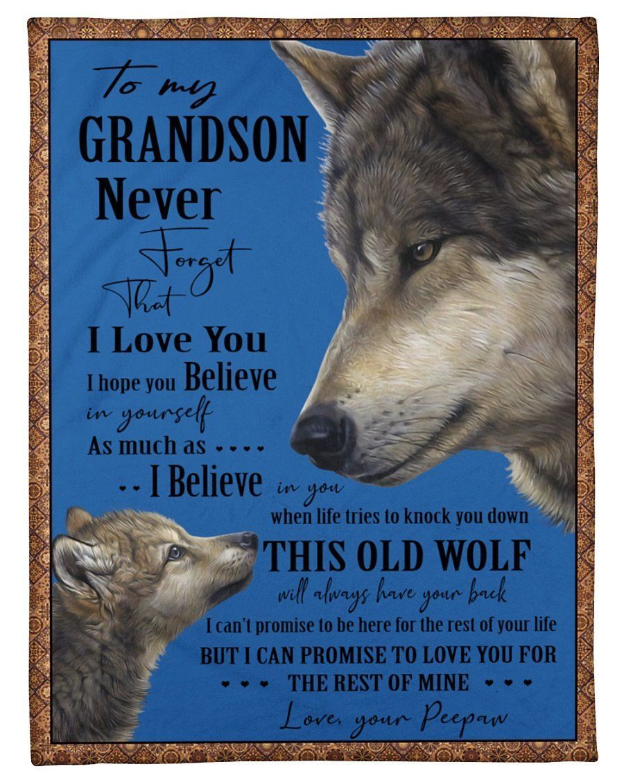 Wolves Love Message To Grandson From Peepaw Fleece Blanket
