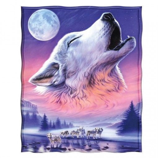 Wolves Moon Sherpa Fleece Blanket
