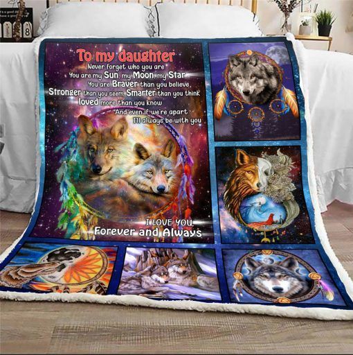 Wolves To My Daughter Sherpa Fleece Blanket