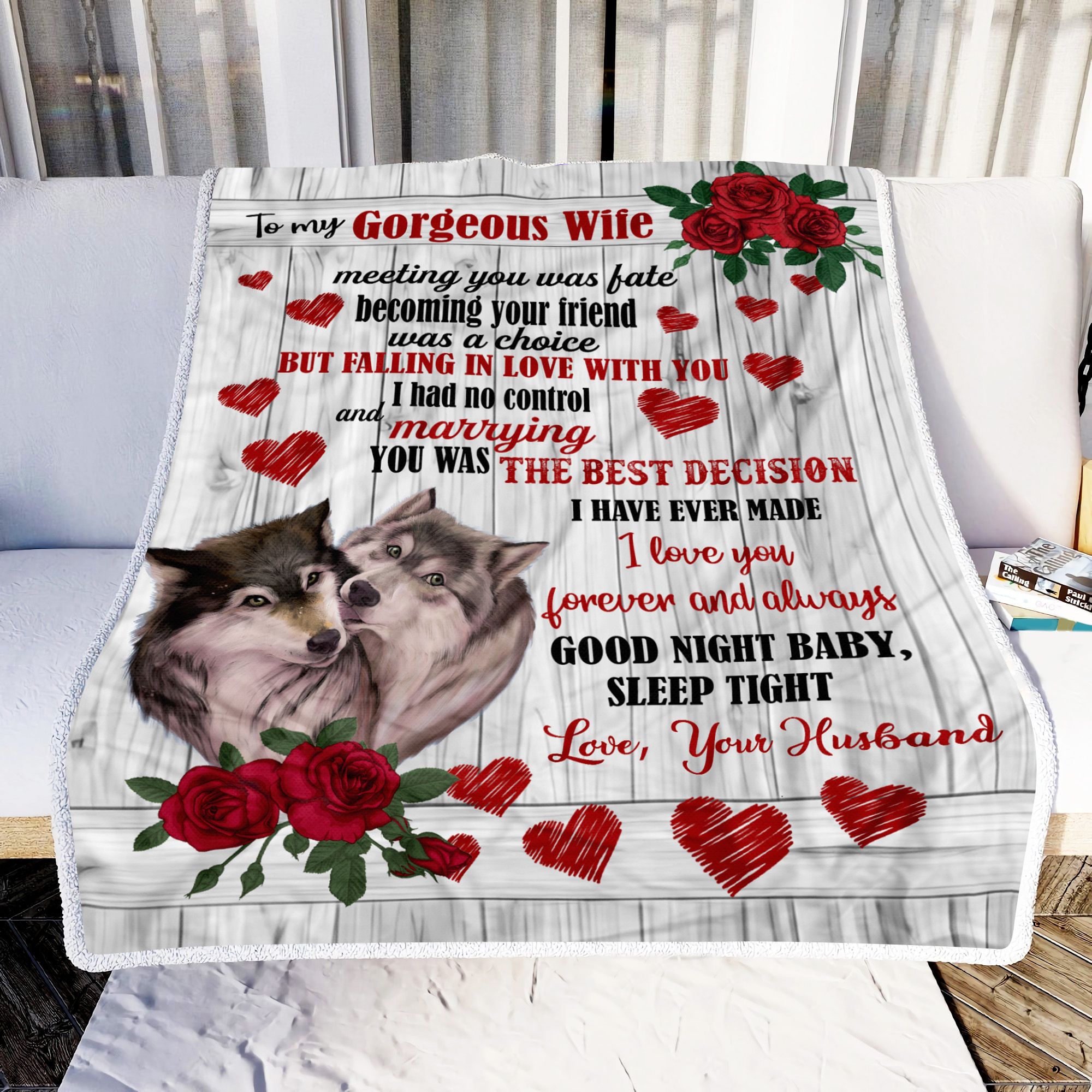 Wolves To My Goreous Wife Fleece Blanket