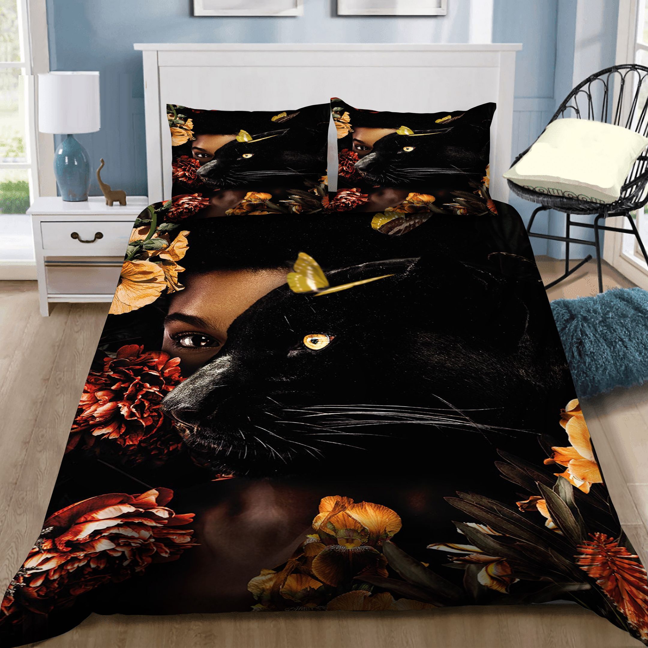 Woman And Panther Bedding Set