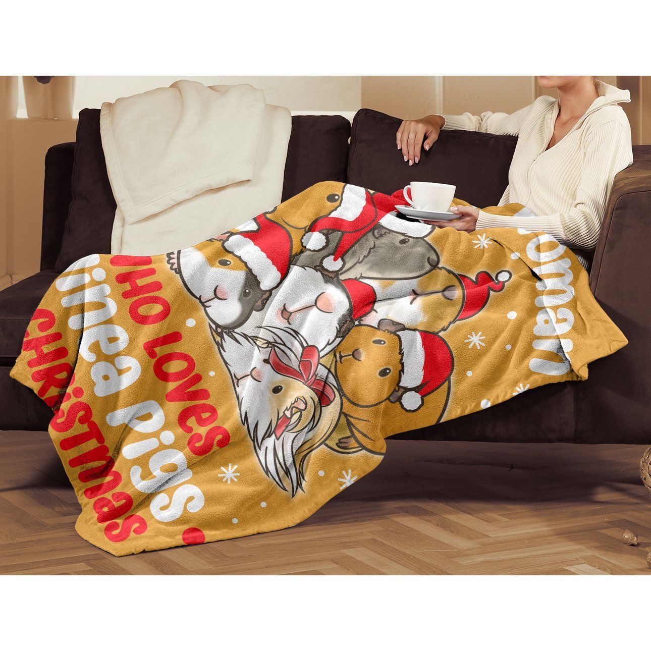 Woman Loves Guinea Pigs Sherpa Fleece Blanket