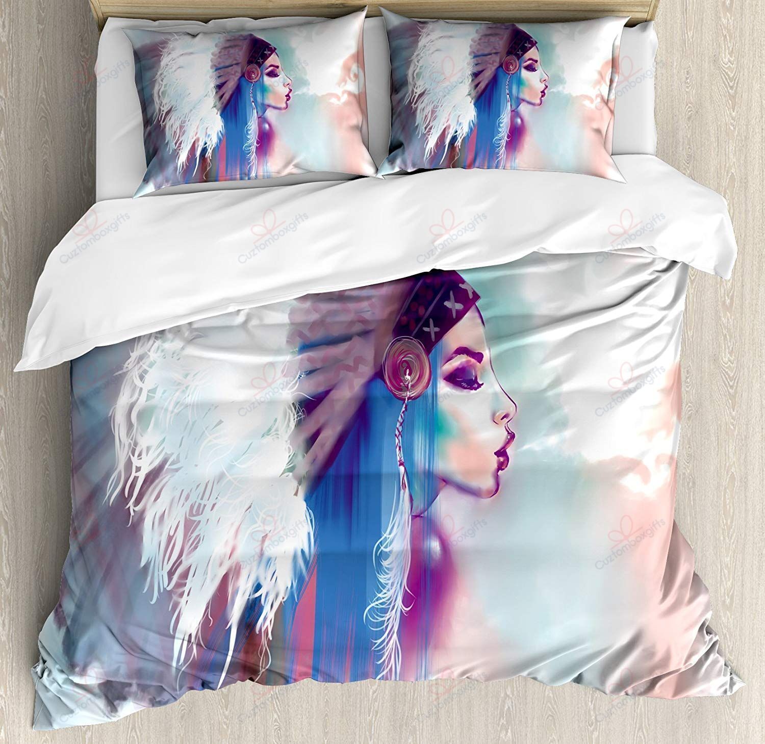 Woman Native American Bedding Set