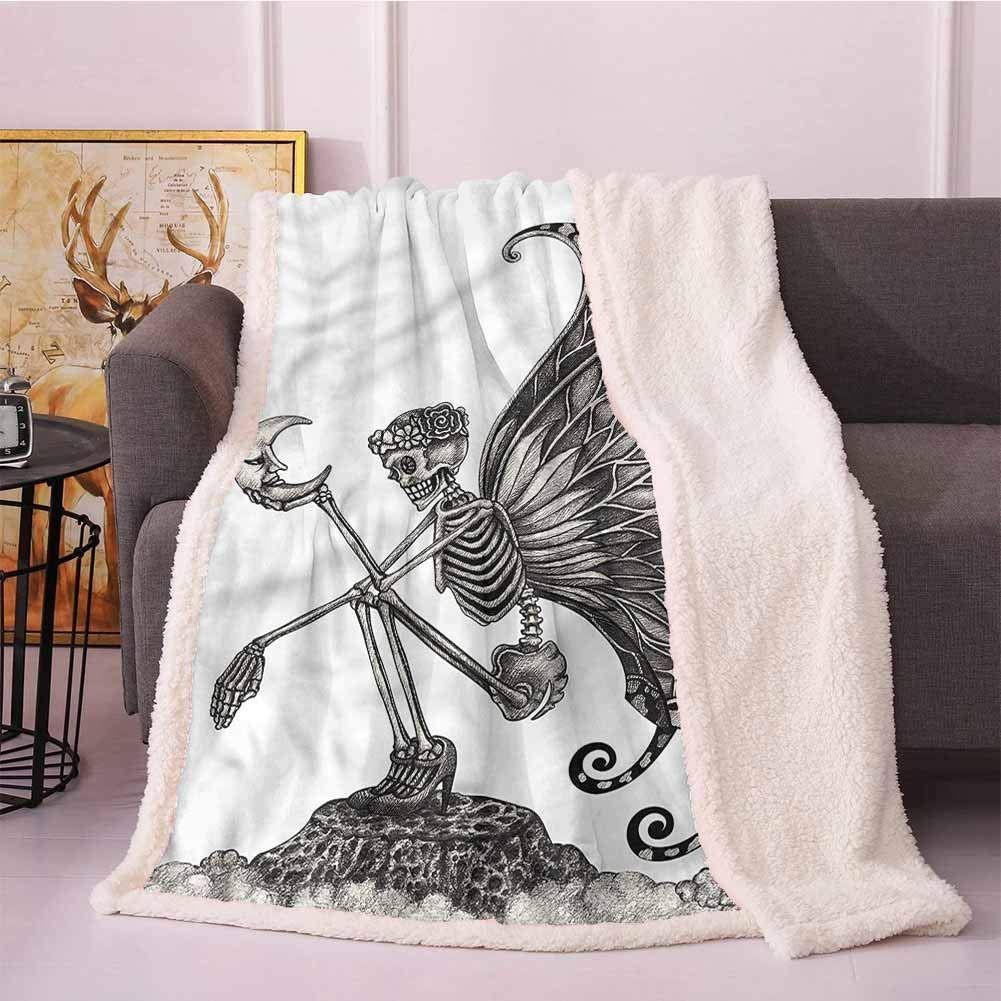 Woman Skeleton Skull Sherpa Fleece Blanket