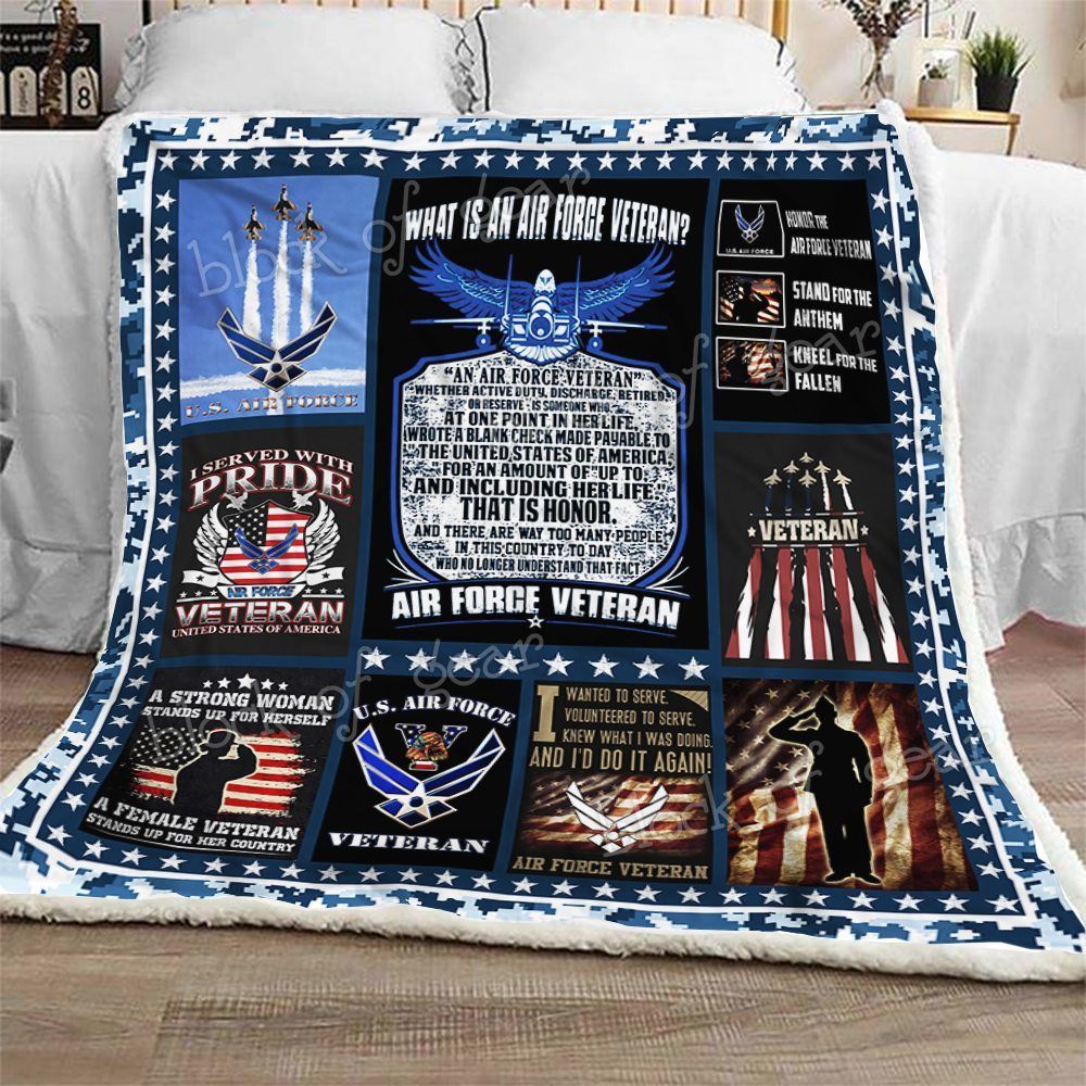 Women Veteran Air Force Sherpa Fleece Blanket