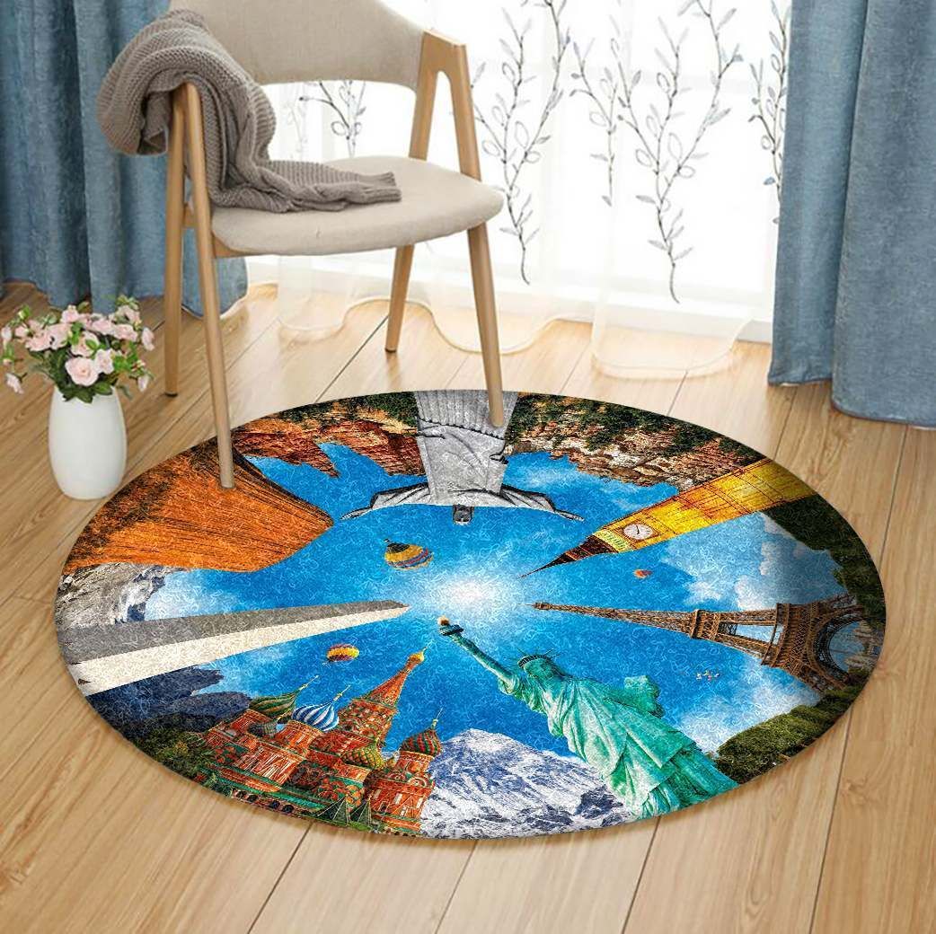 Wonder Of The World Round Carpet