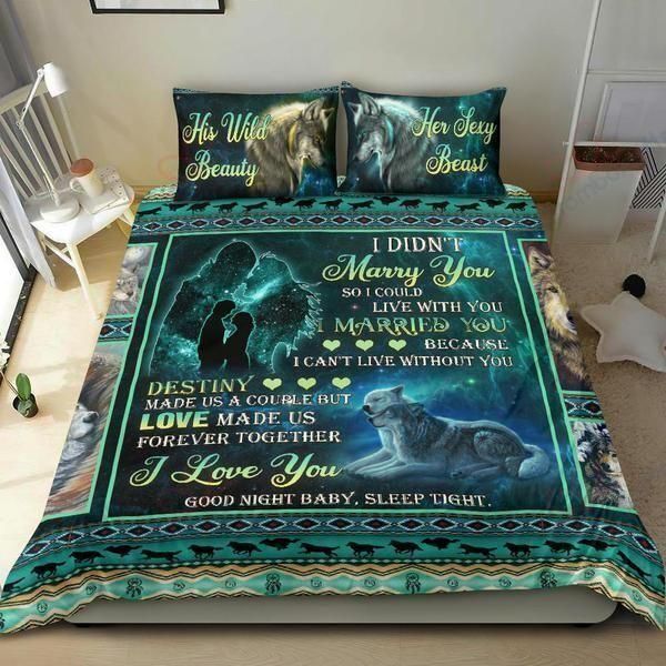 Wonderful Wolf Love You Printed Bedding Set