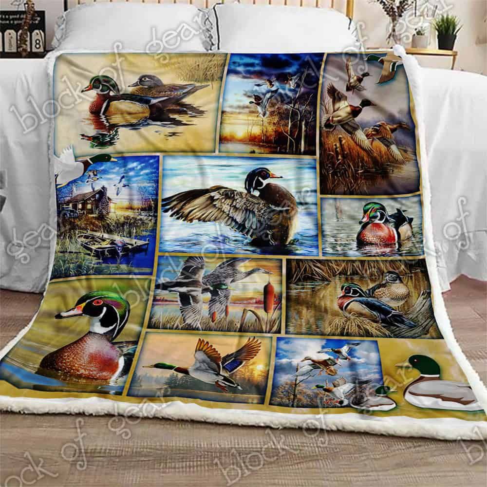 Wood Duck Sherpa Fleece Blanket