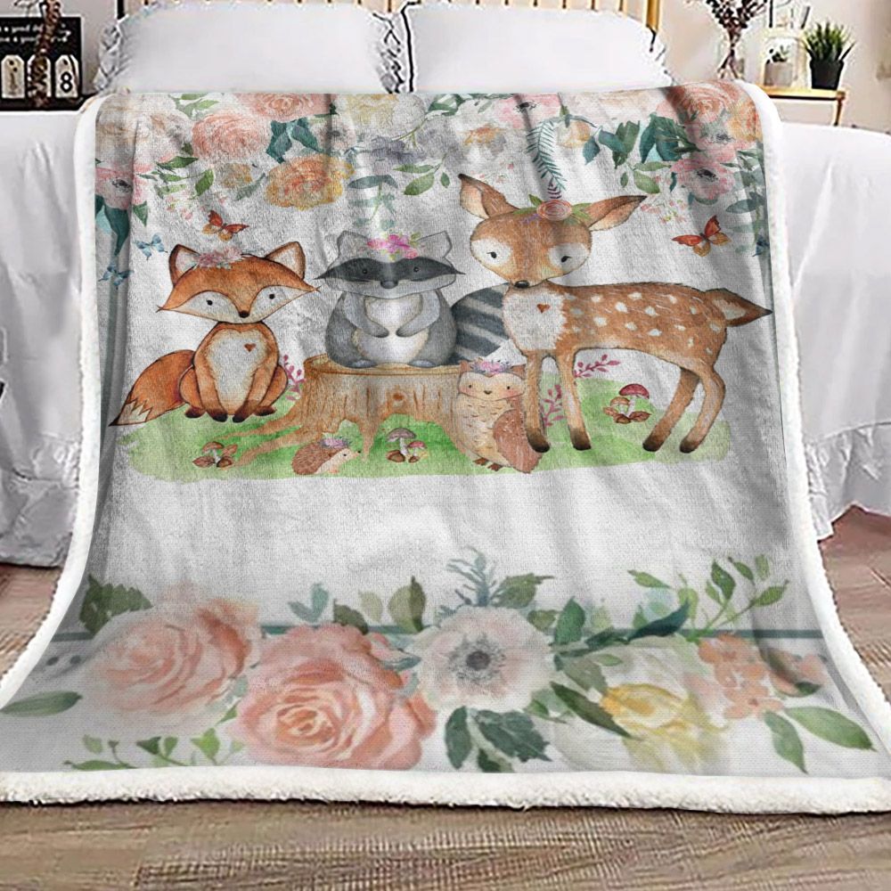 Woodland Animal Sherpa Fleece Blanket