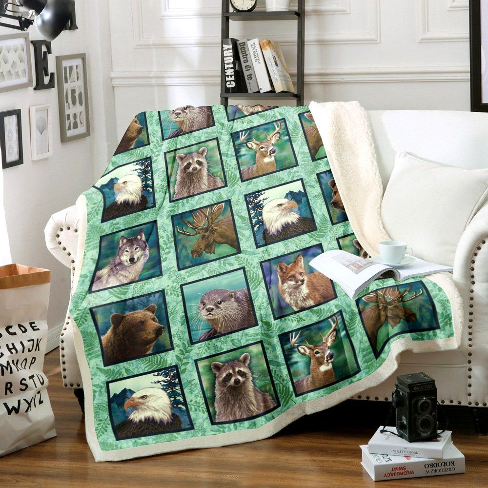 Woodland Animals Sherpa Fleece Blanket