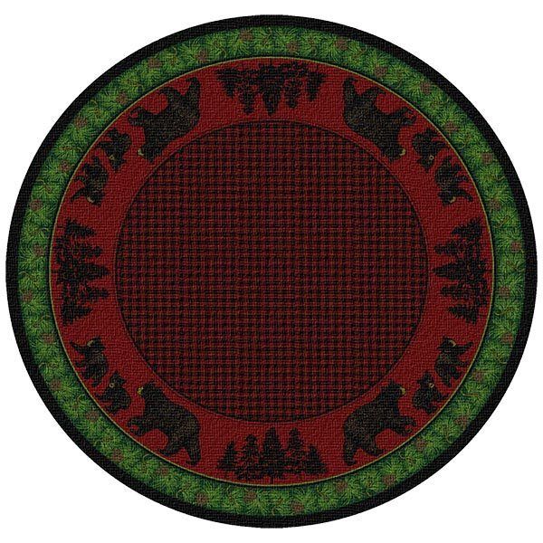 Woodland Bear Family Green And Red Round Carpet