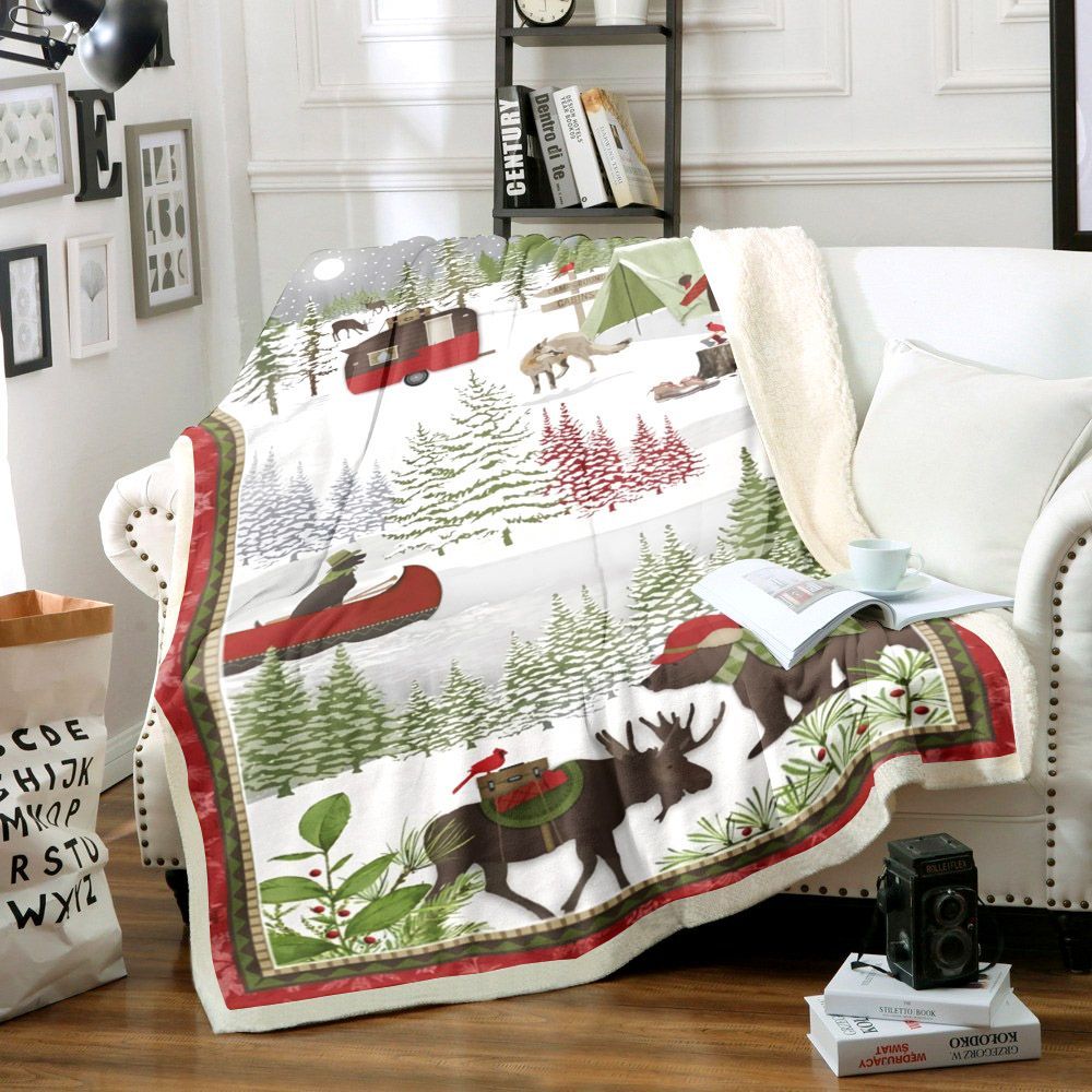 Woodland Camping Sherpa Fleece Blanket