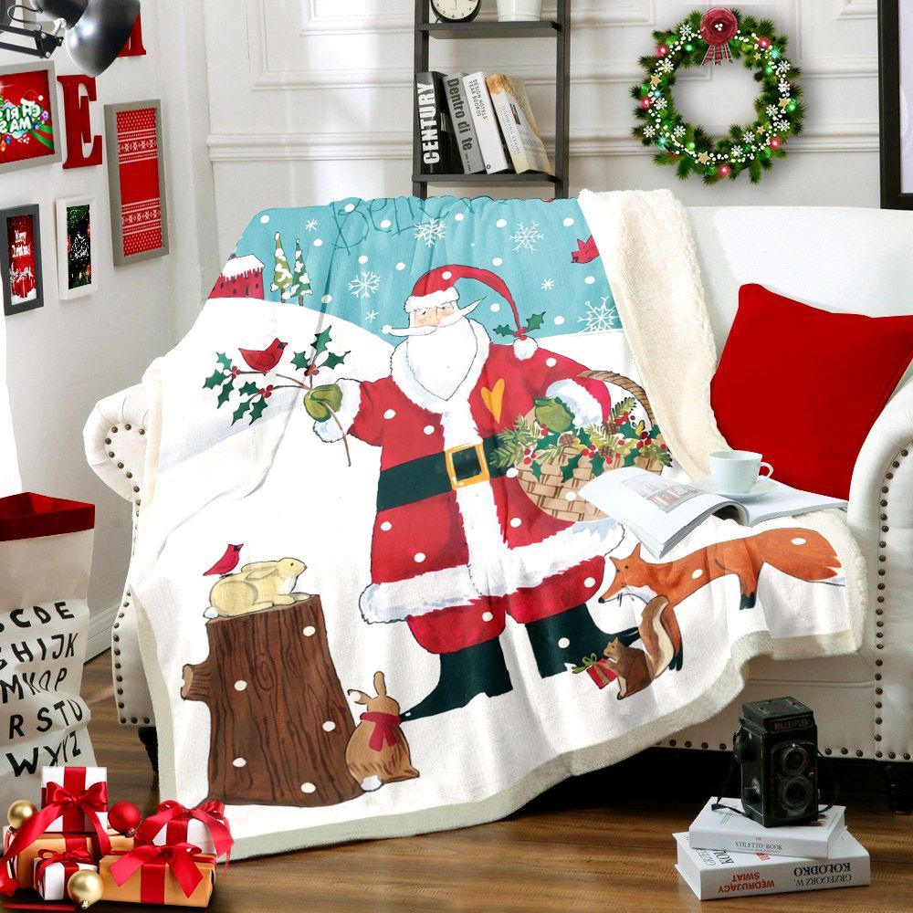 Woodland Christmas Sherpa Fleece Blanket