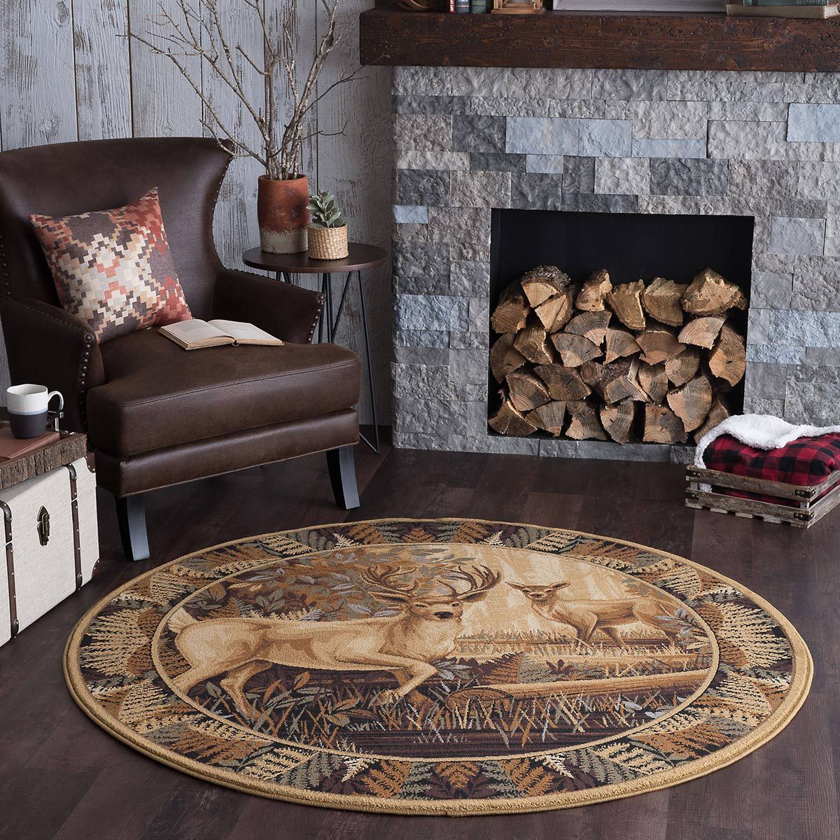 Woodland Deer Round Carpet