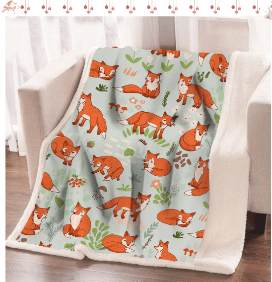 Woodland Fox Sherpa Fleece Blanket