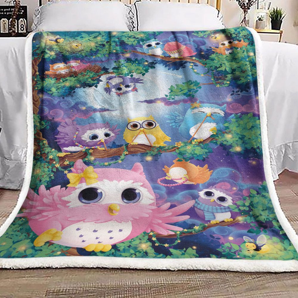 Woodland Owl Sherpa Fleece Blanket