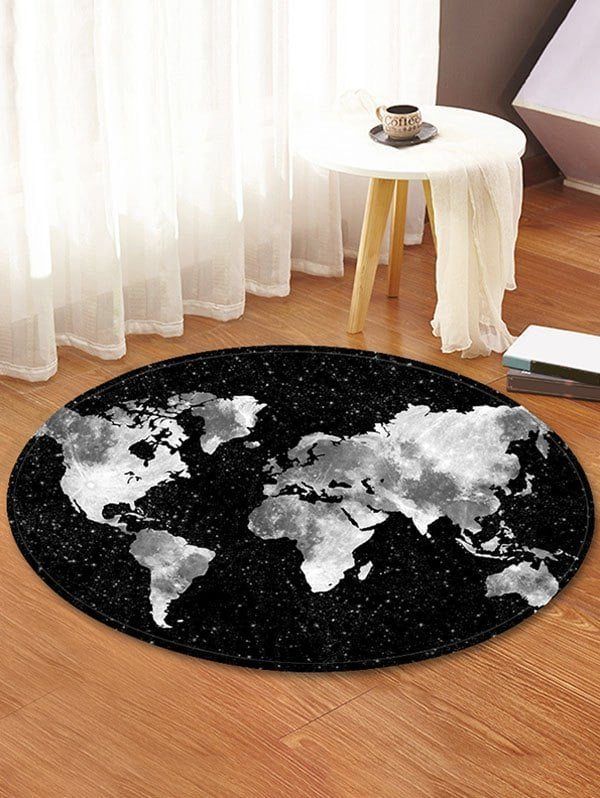 World Map Round Carpet