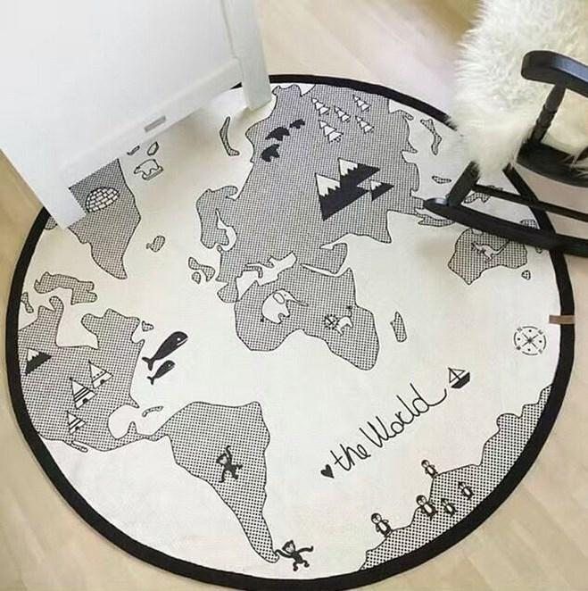 World Map Round Carpet