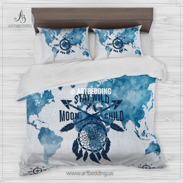World Map Dreamcatcher Bedding Set