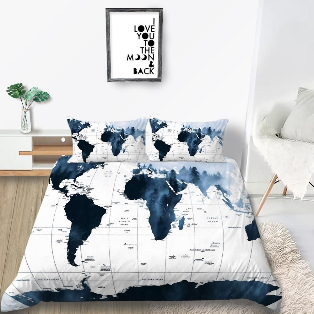 World Map Forest Bedding Set