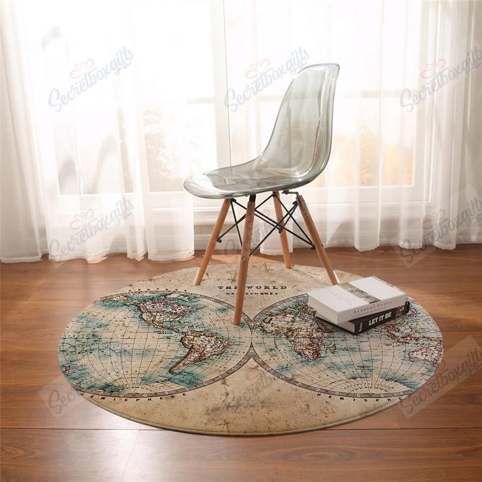 World Map Round Carpet