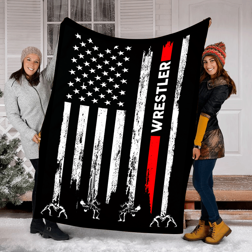 Wrestler Usa Flag Sherpa Fleece Blanket