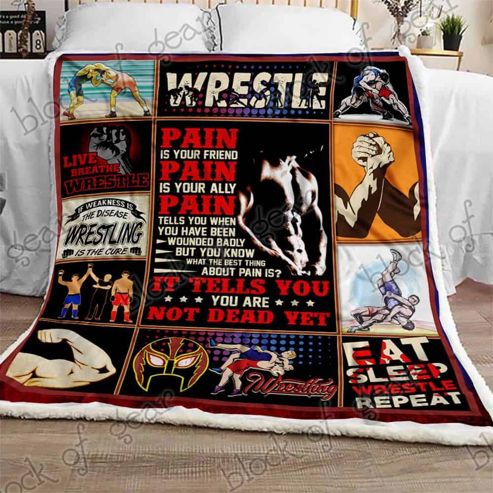Wrestling Sherpa Fleece Blanket