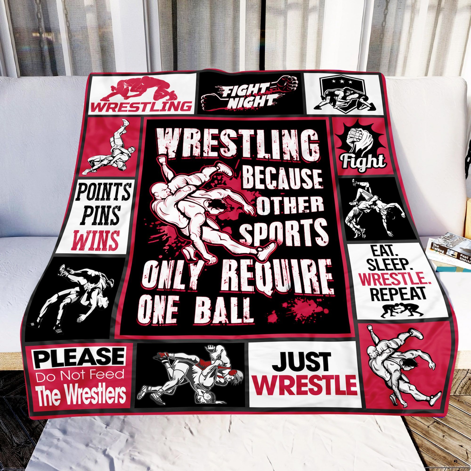 Wrestling Because Other Sports Only Require One Ball Sherpa Fleece Blanket