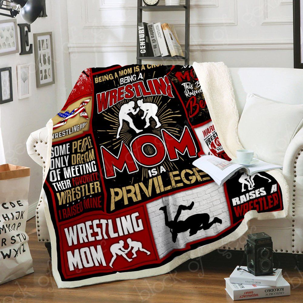 Wrestling Mom Sherpa Fleece Blanket