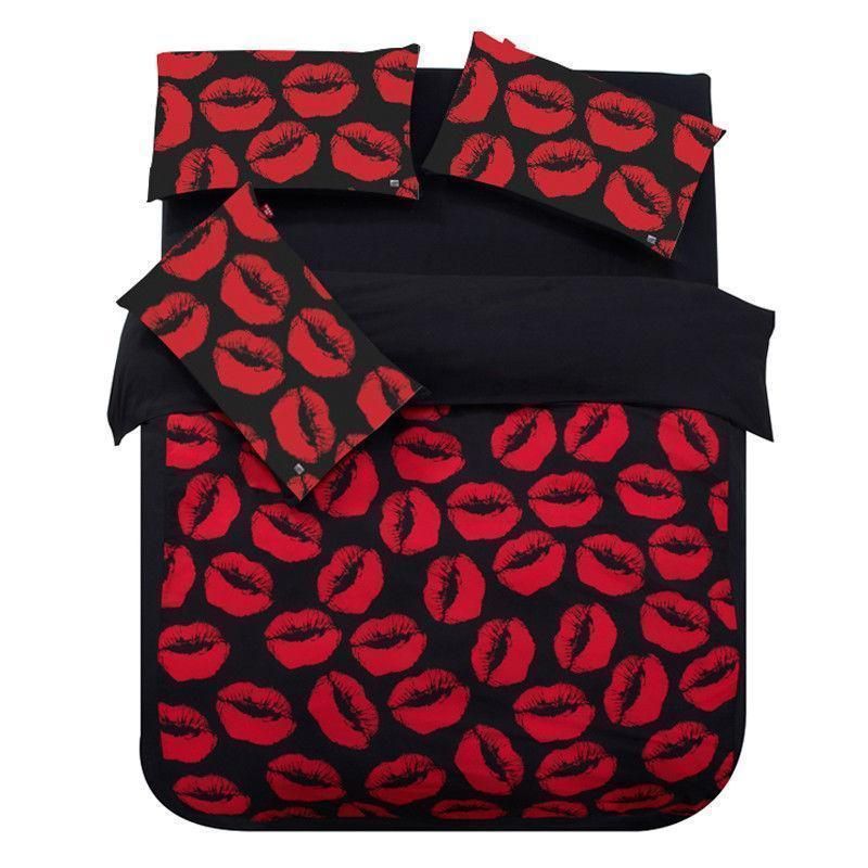Xmas Gift Sexy Red Lips Bedding Set