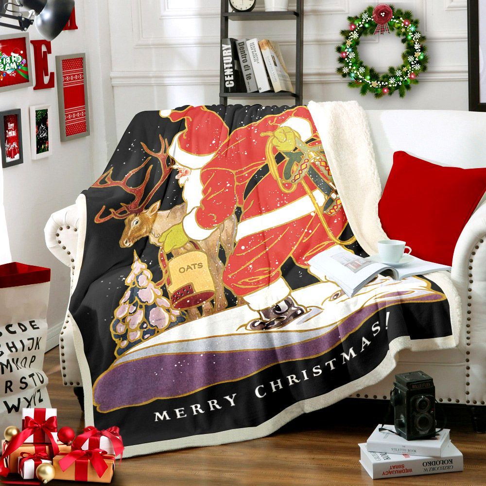Xmas Santa Claus Sherpa Fleece Blanket