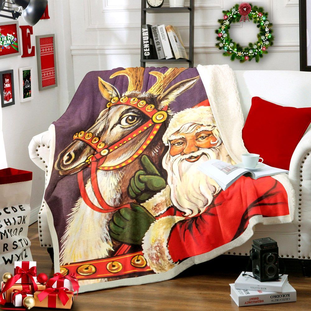 Xmas Santa Claus Sherpa Fleece Blanket