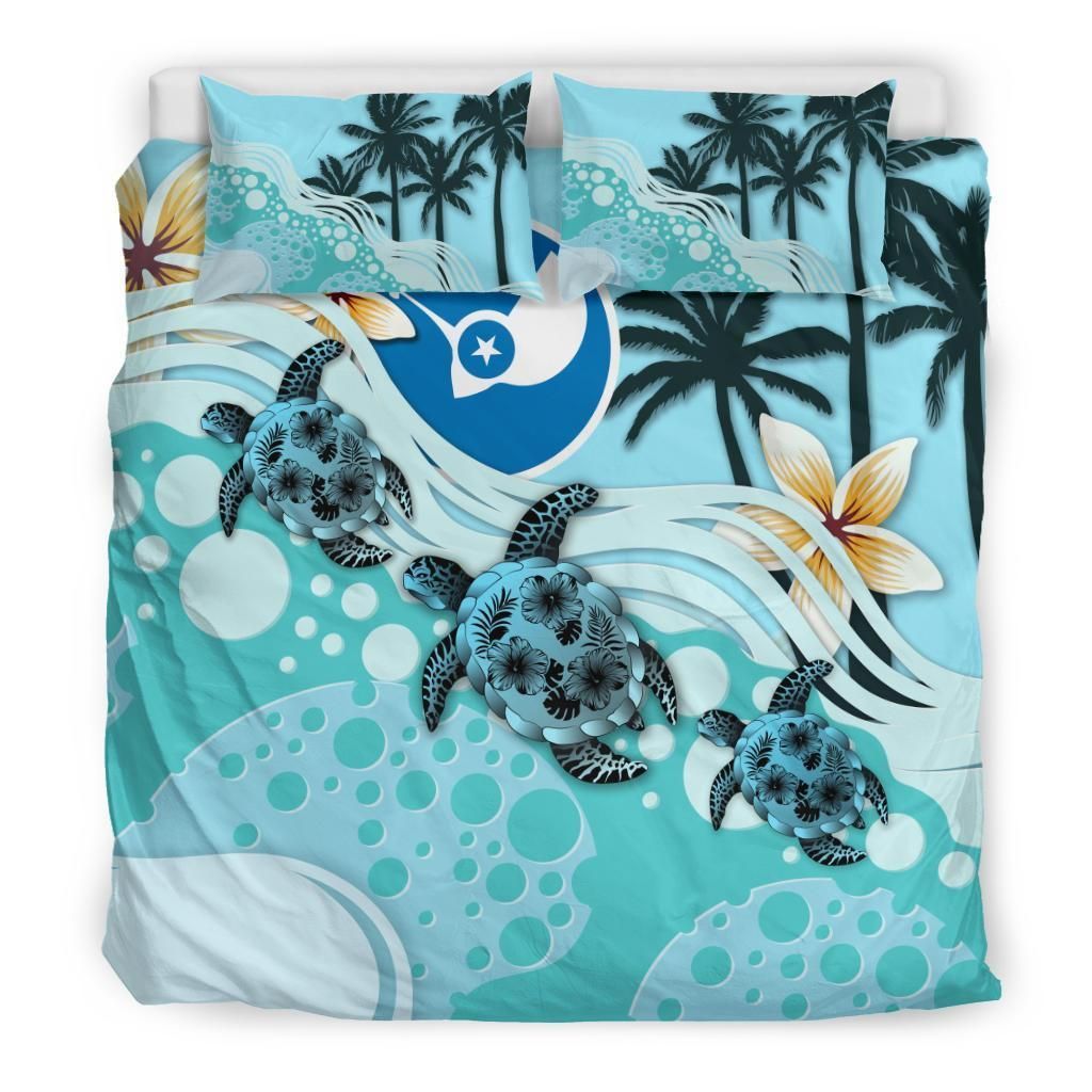Yap Blue Turtle Hibiscus Bedding Set