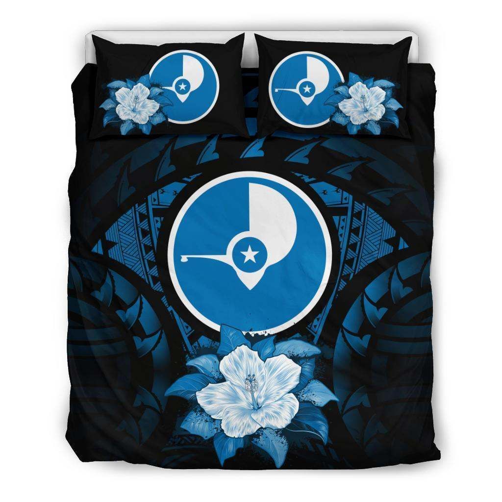 Yap Dark Blue Hibiscus Bedding Set