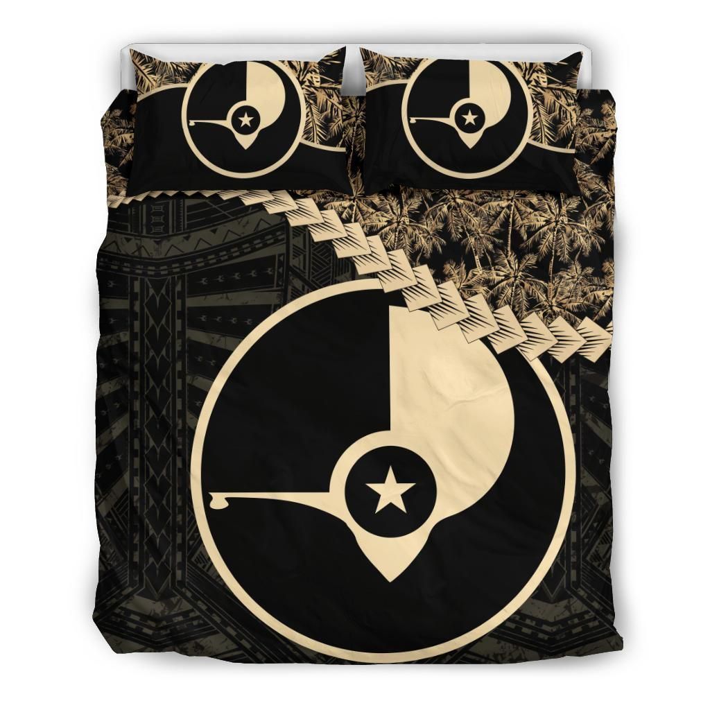 Yap Flag Palm Tree Black Bedding Set