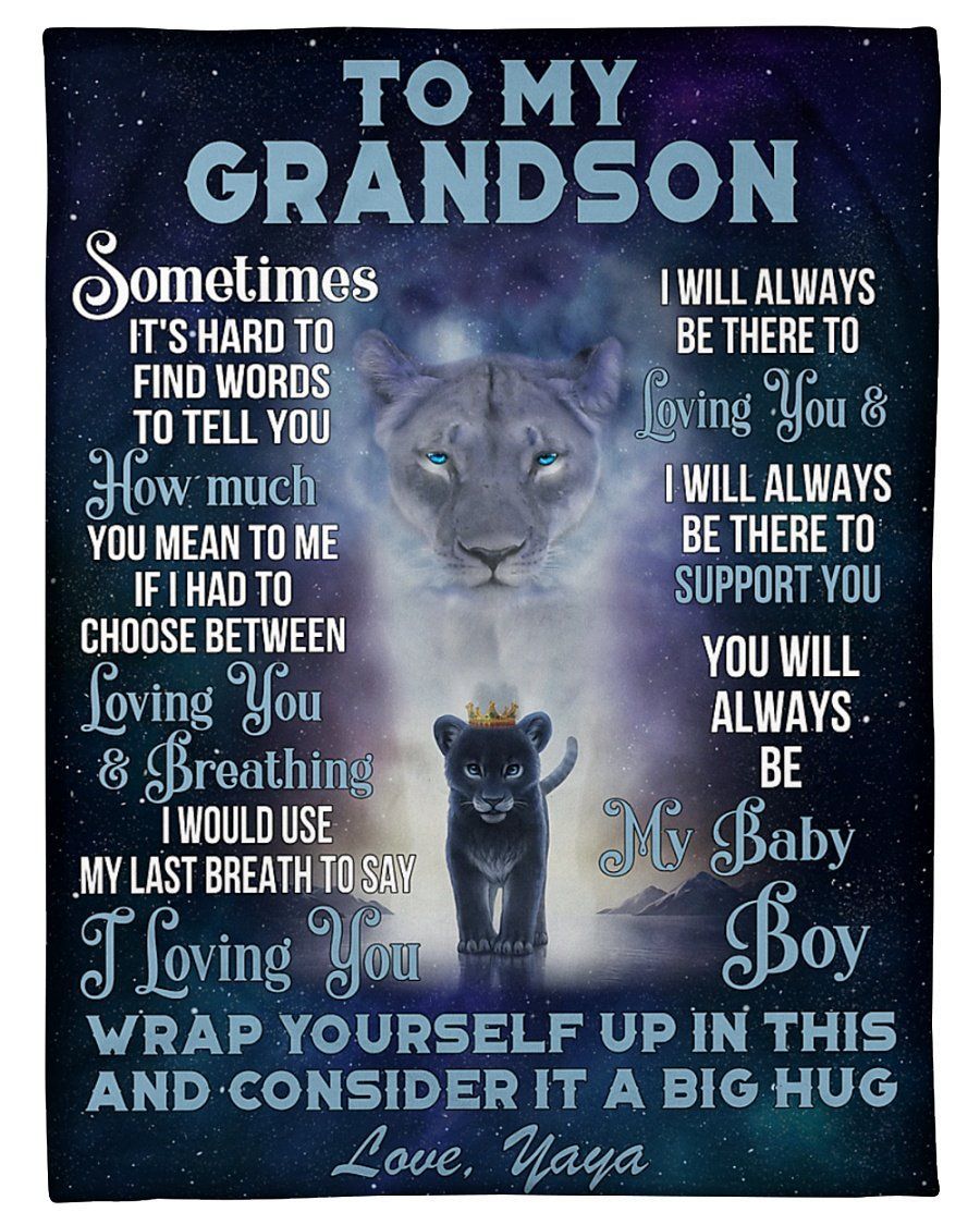Yaya To Grandson Customized Name Lion Always Be There To Love You Fleece Blanket Fleece Blanket
