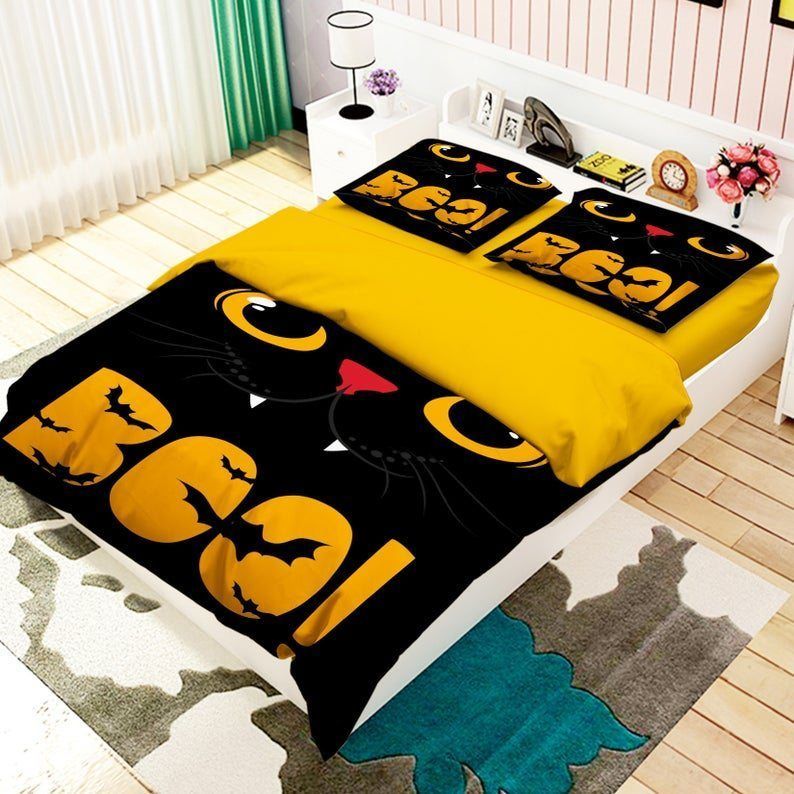Yellow And Black Cat Eyes Bedding Set