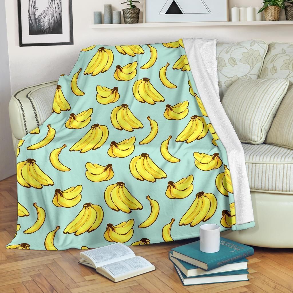 Yellow Banana Pattern Print Design Fleece Blanket