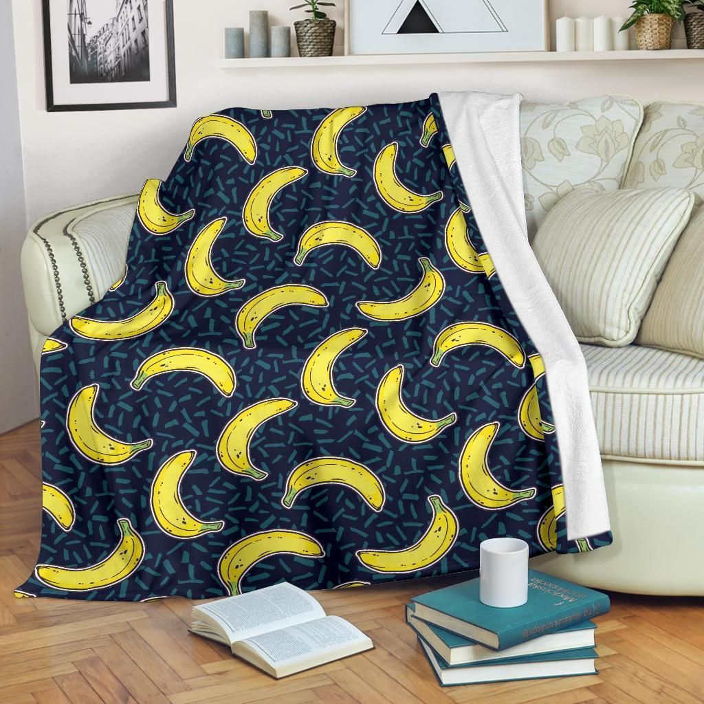 Yellow Banana Pattern Print Design Universe Fleece Blanket