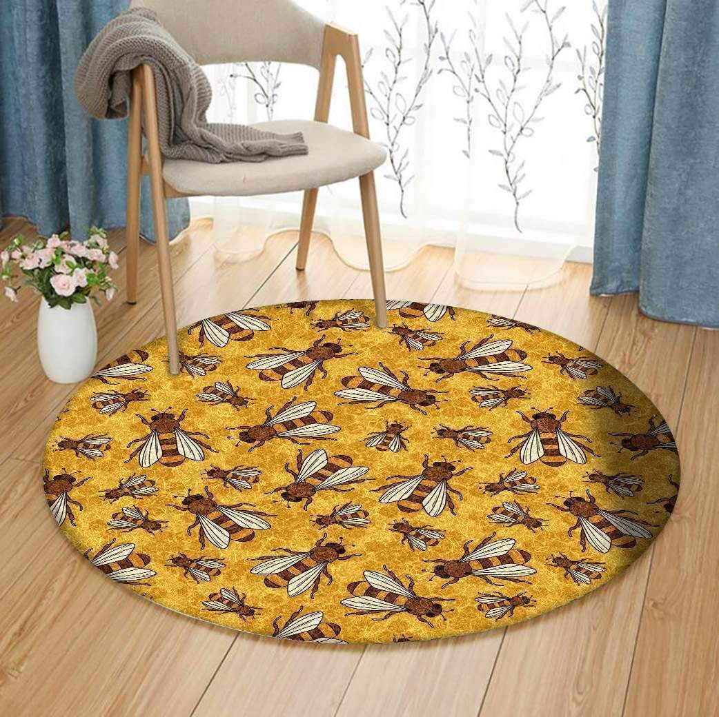 Yellow Bee Round Carpet