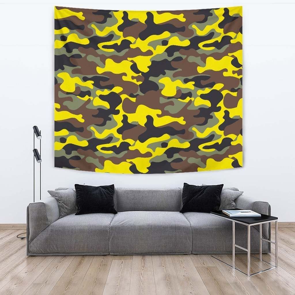 Yellow Brown And Black Camouflage CL17100148MDT Tapestry