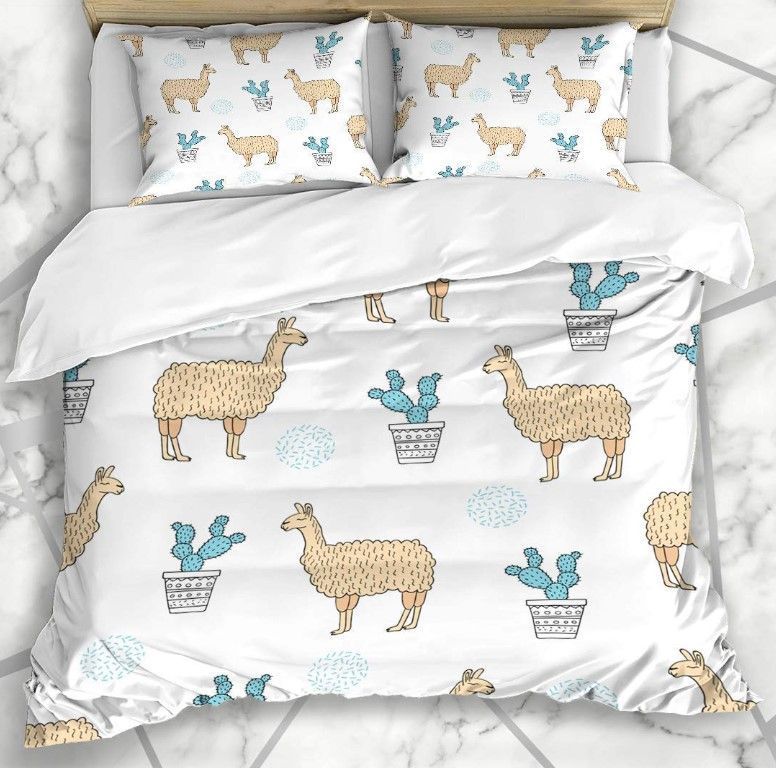 Yellow Cactus Llama Bedding Set