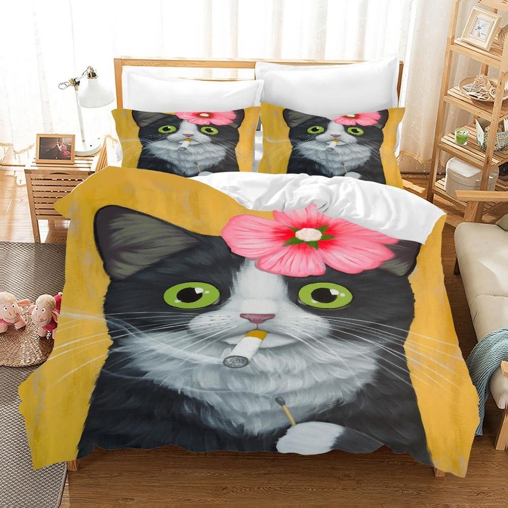 Yellow Cat Bedding Set
